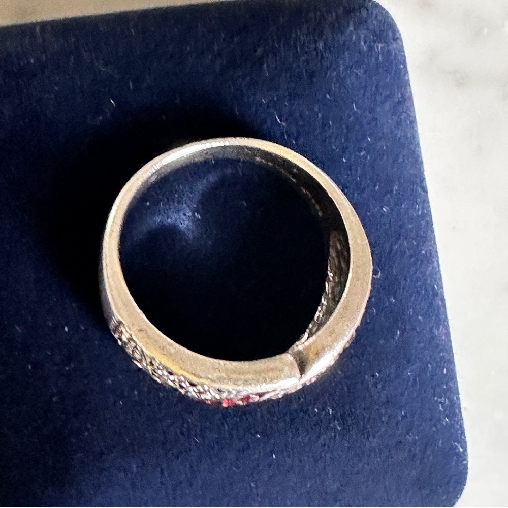 Sterling Silver Marcasite And Ruby Ring Size 8 - image 4